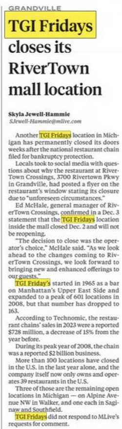 TGI Fridays - Dec 15 2024 Article